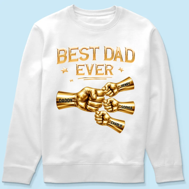 Best Dad Ever Fist Bump - Personalized Shirt - Father's Day Gift For Dad - Image 64