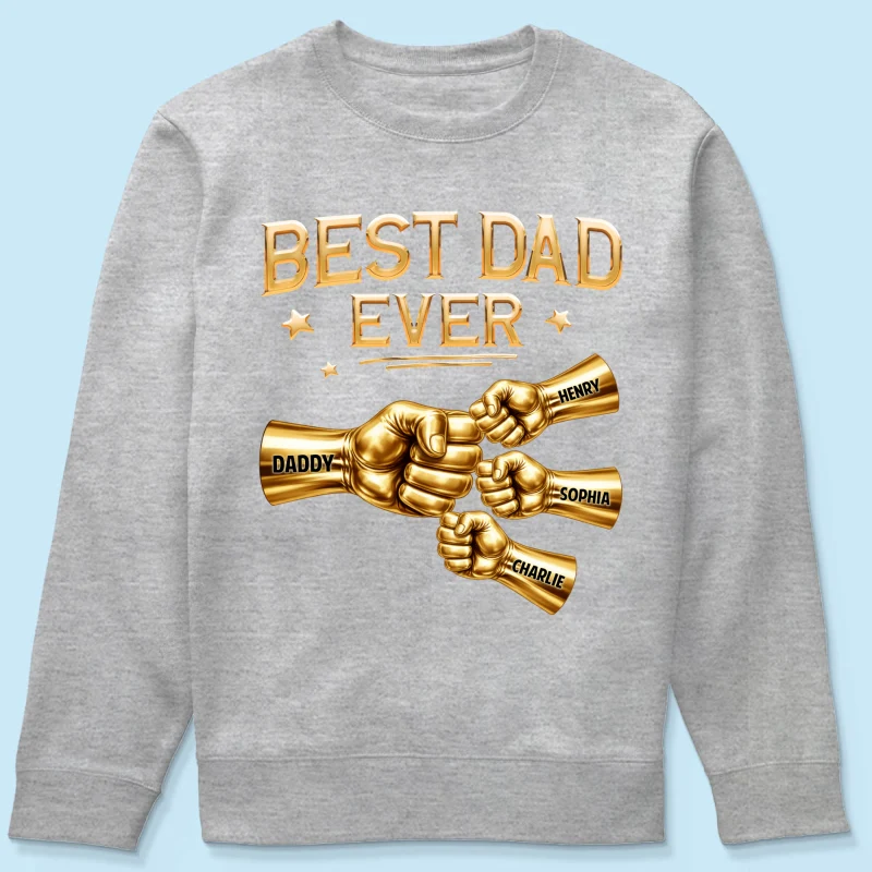 Best Dad Ever Fist Bump - Personalized Shirt - Father's Day Gift For Dad - Image 65