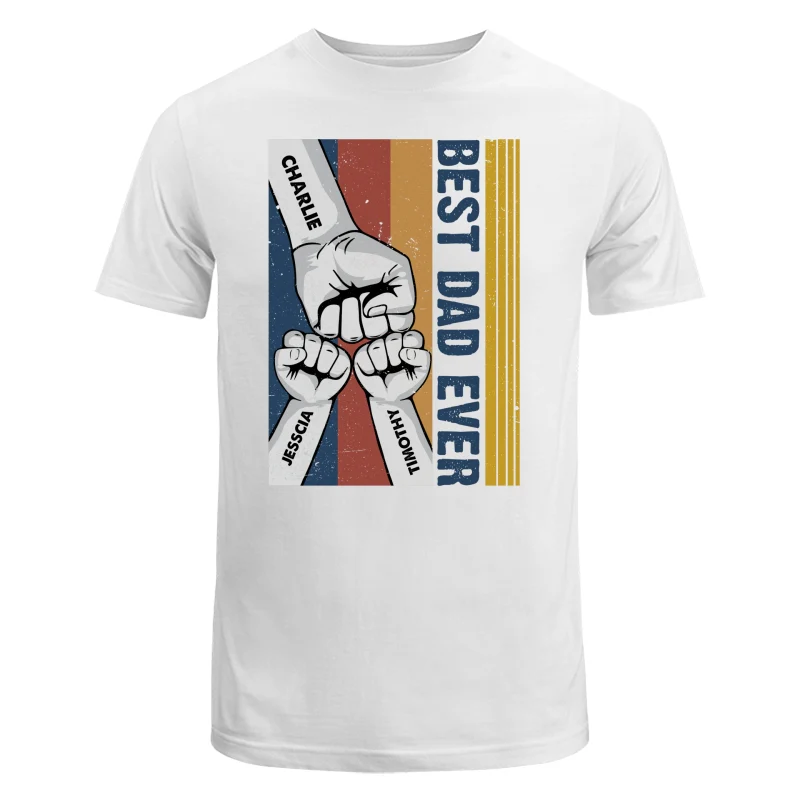 Best Dad Ever Fist Bump Retro Stripe Personalized Shirt - Image 5