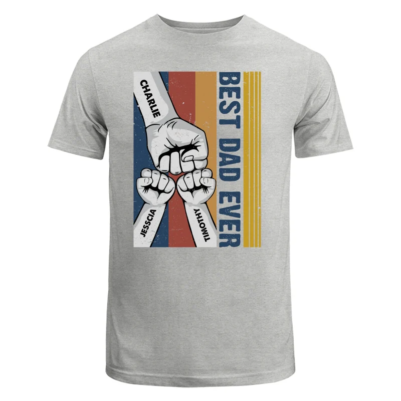 Best Dad Ever Fist Bump Retro Stripe Personalized Shirt - Image 6