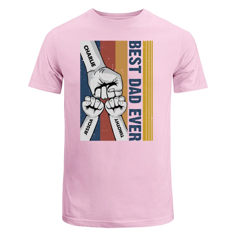 Best Dad Ever Fist Bump Retro Stripe Personalized Shirt - Image 7