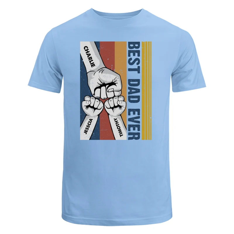 Best Dad Ever Fist Bump Retro Stripe Personalized Shirt - Image 8