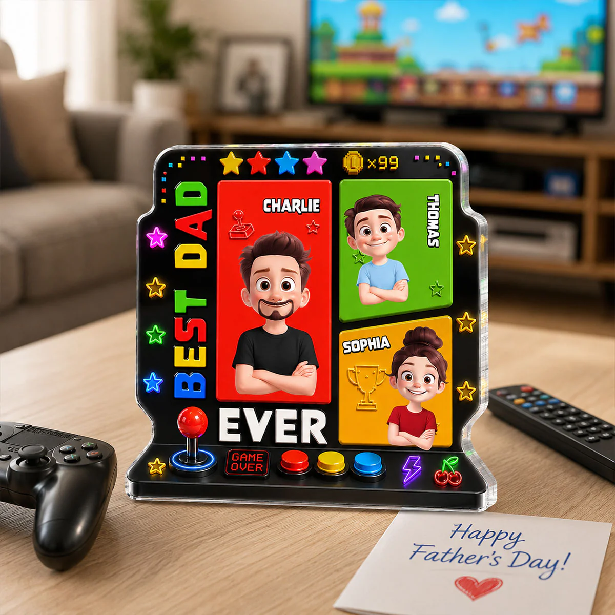 Best Dad Ever Gaming Dad - Personalized Acrylic Block Plaque - Heartfelt Gift For Dad, Husband - Image 4