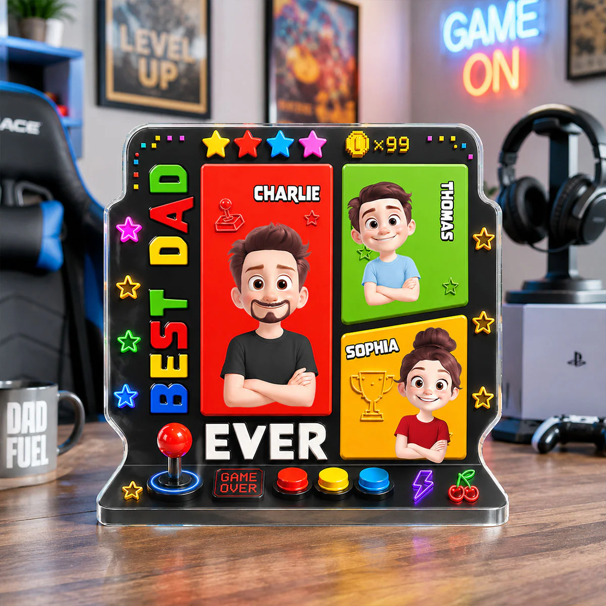 Best Dad Ever Gaming Dad - Personalized Acrylic Block Plaque - Heartfelt Gift For Dad, Husband - Image 7