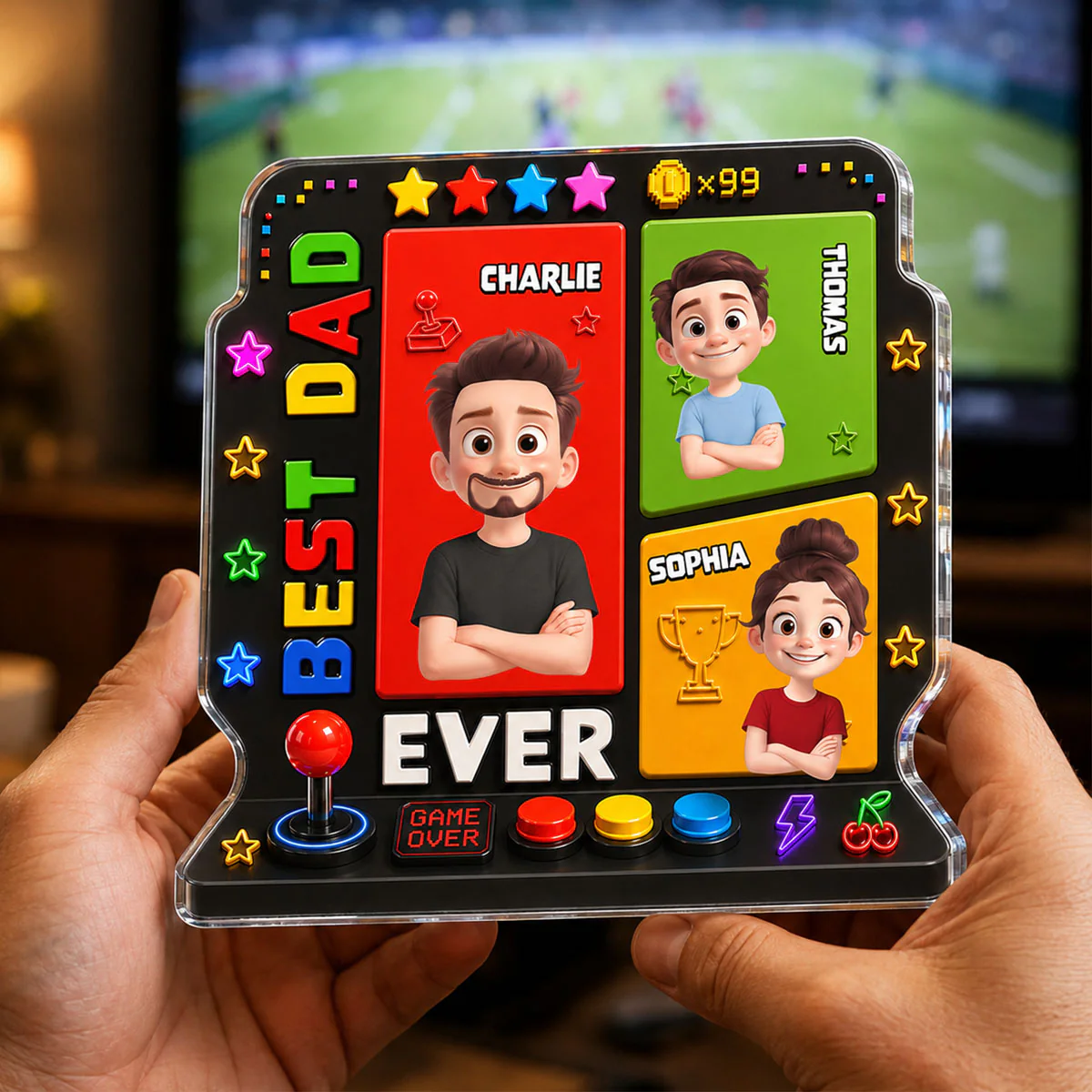 Best Dad Ever Gaming Dad - Personalized Acrylic Block Plaque - Heartfelt Gift For Dad, Husband - Image 9