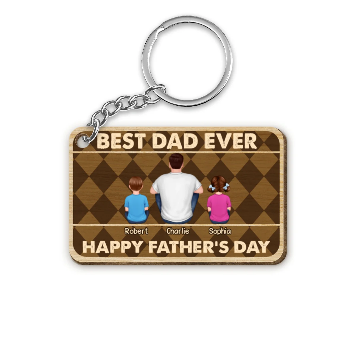 Best Dad Ever Happy Father‘s Day Personalized Wooden Keychain - Image 4