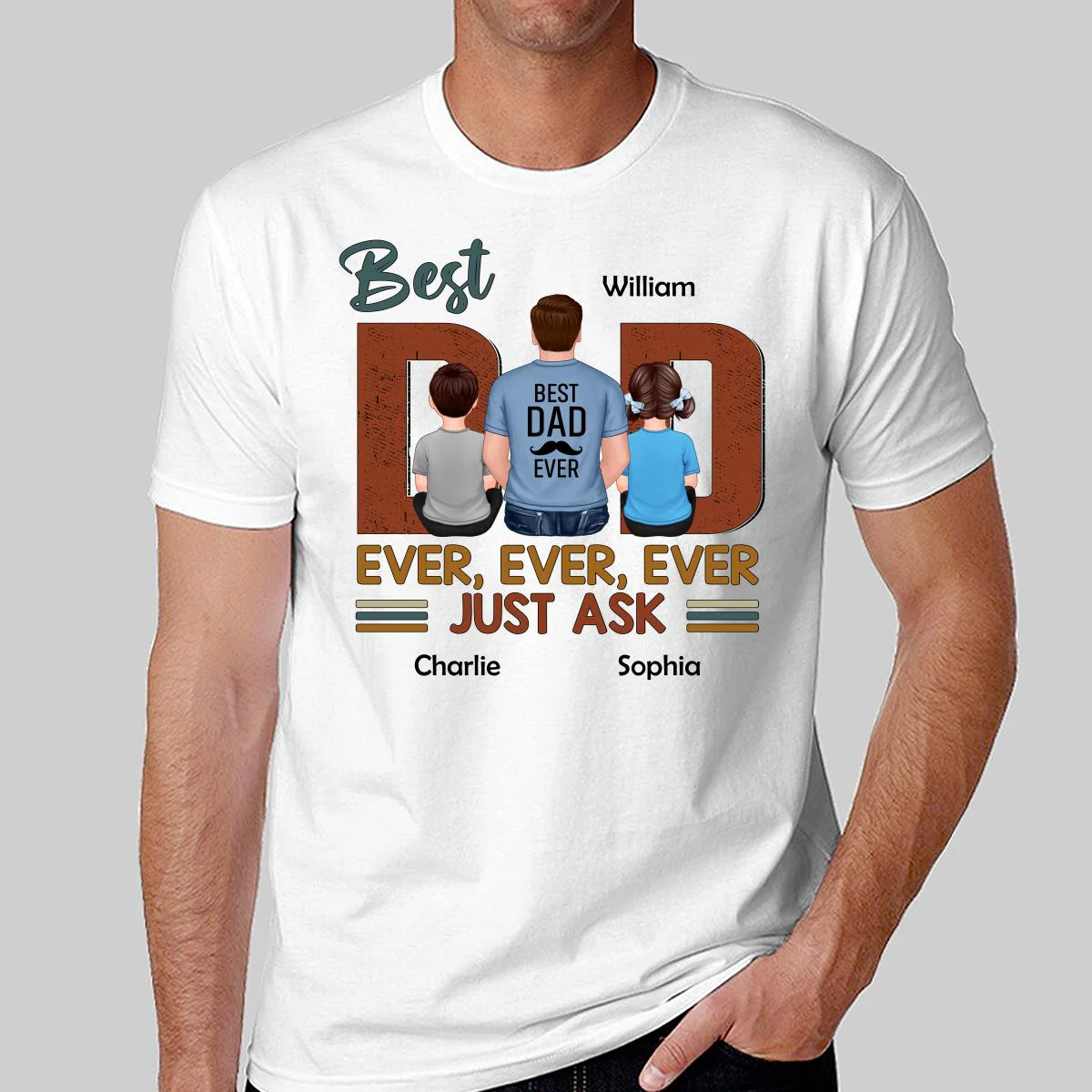 Best Dad Ever Just Ask Dad And Kids Back View Personalized Shirt - Image 2