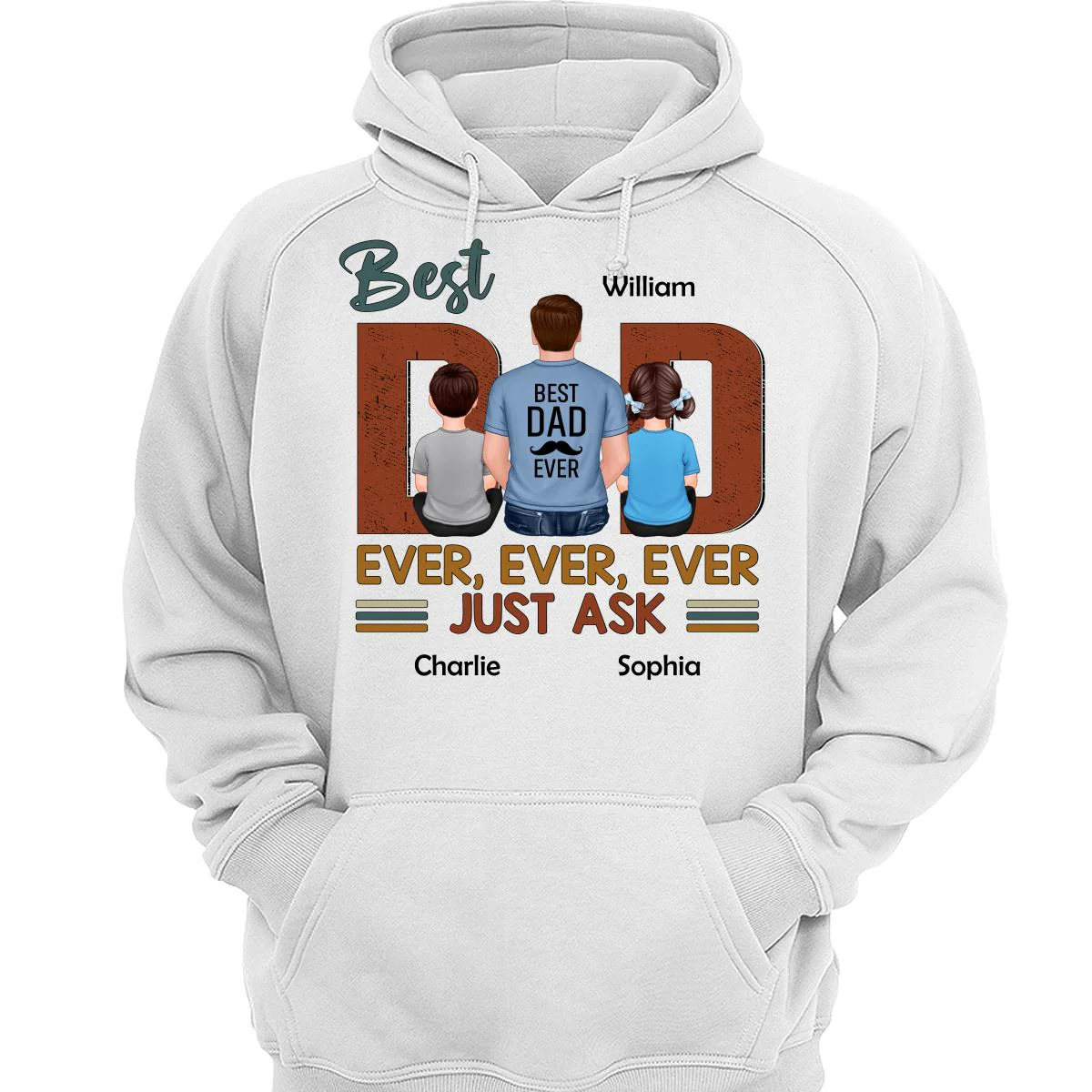 Best Dad Ever Just Ask Dad And Kids Back View Personalized Shirt - Image 3