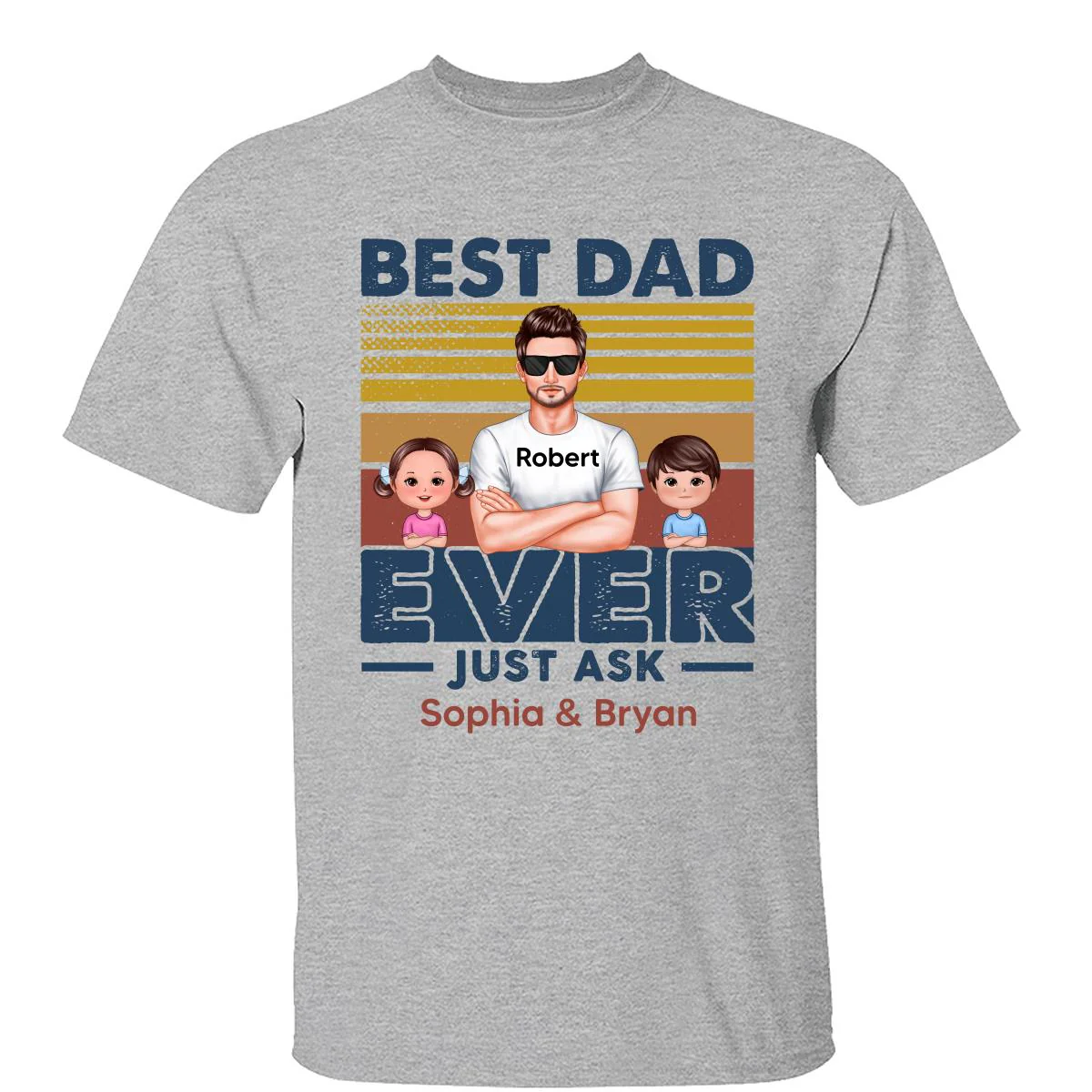 Best Dad Ever Just Ask Doll Kids Retro Personalized Shirt