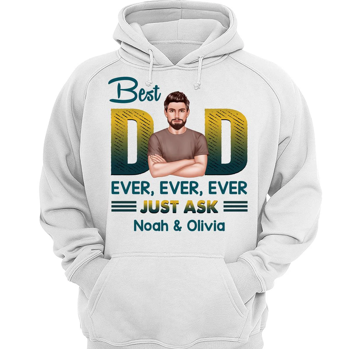 Best Dad Ever Just Ask Green Yellow Retro Personalized Shirt - Image 3