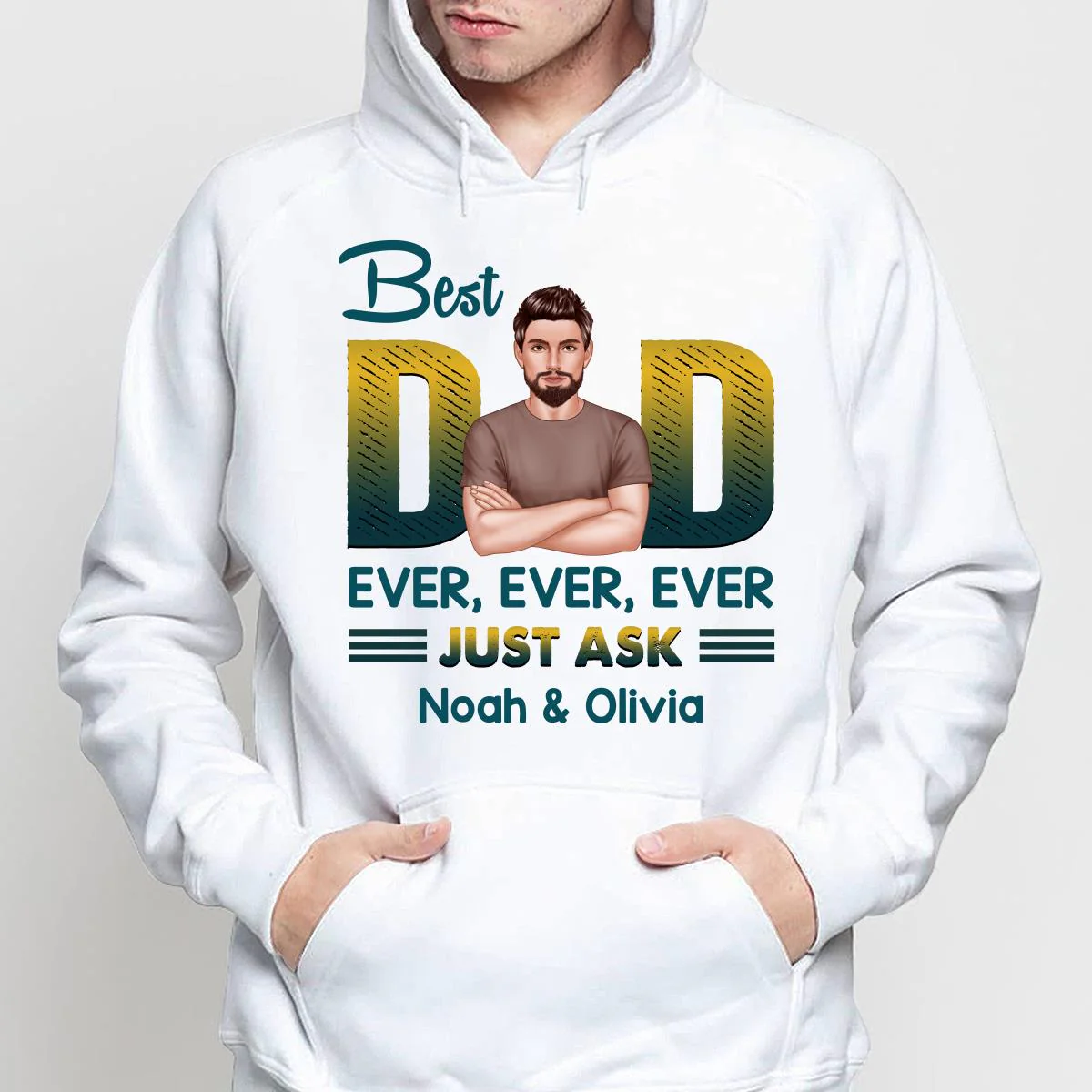 Best Dad Ever Just Ask Green Yellow Retro Personalized Shirt - Image 4