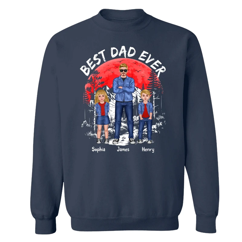 Best Dad Ever Man And Kids Standing Front View Personalized Shirt - Image 15