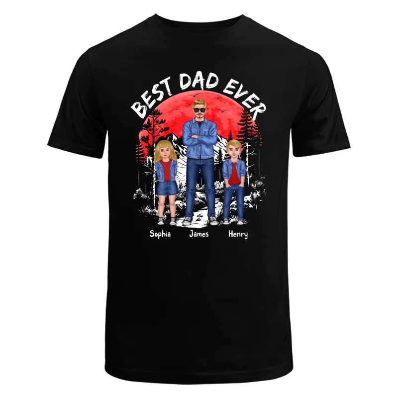 Best Dad Ever Man And Kids Standing Front View Personalized Shirt - Image 5
