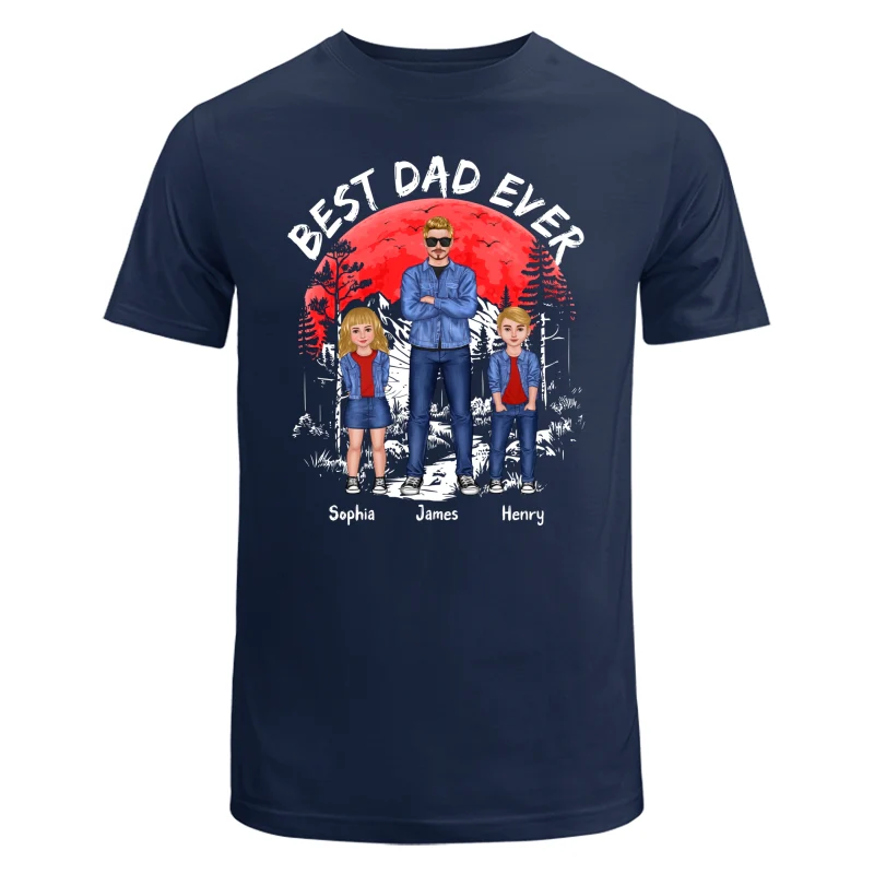 Best Dad Ever Man And Kids Standing Front View Personalized Shirt - Image 6