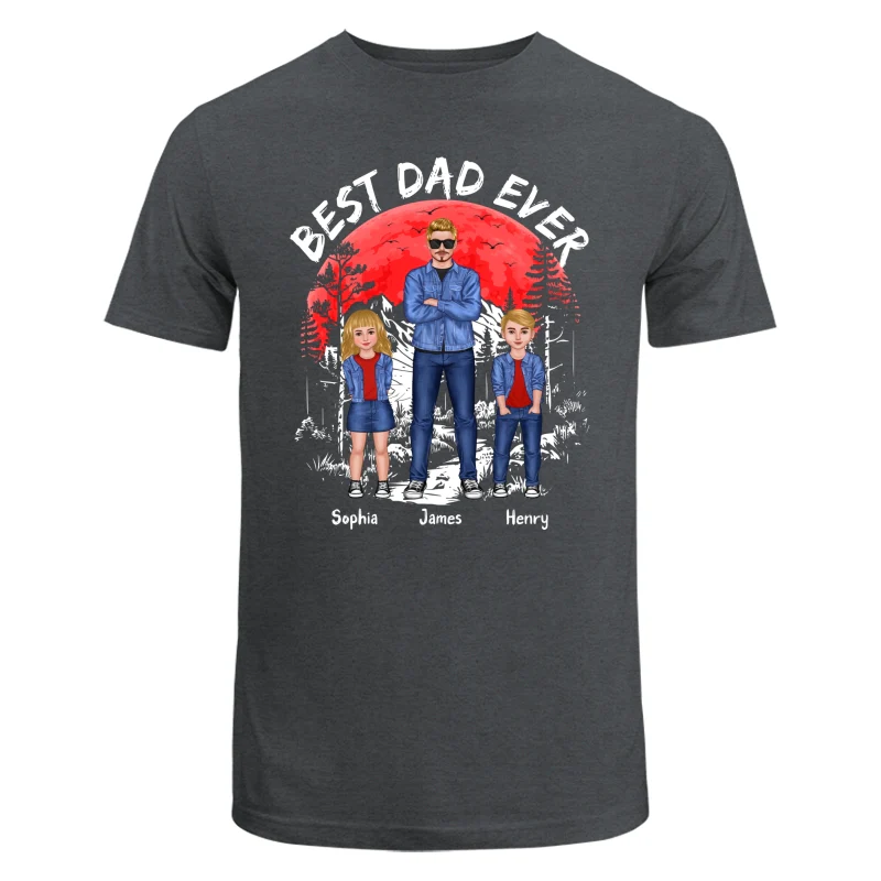 Best Dad Ever Man And Kids Standing Front View Personalized Shirt - Image 7