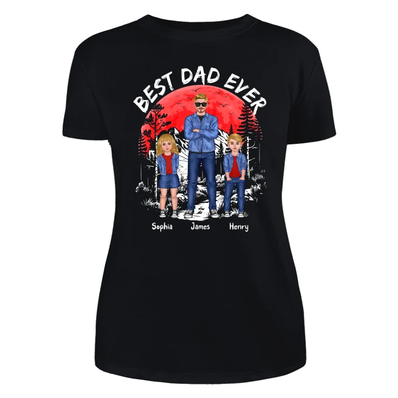 Best Dad Ever Man And Kids Standing Front View Personalized Shirt - Image 8