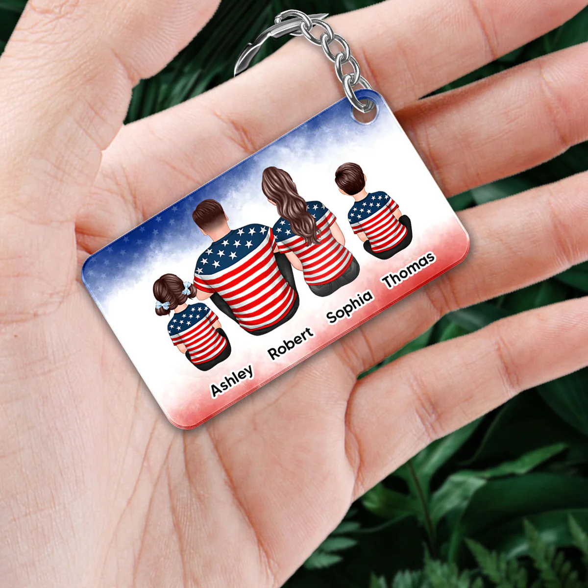 Best Dad Ever Nation Flag Back View Man & Kids Personalized Acrylic Keychain - Image 3