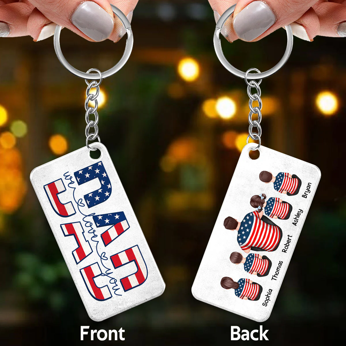Best Dad Ever Nation Flag Pattern Back View Man & Kids Personalized Acrylic Keychain - Image 3