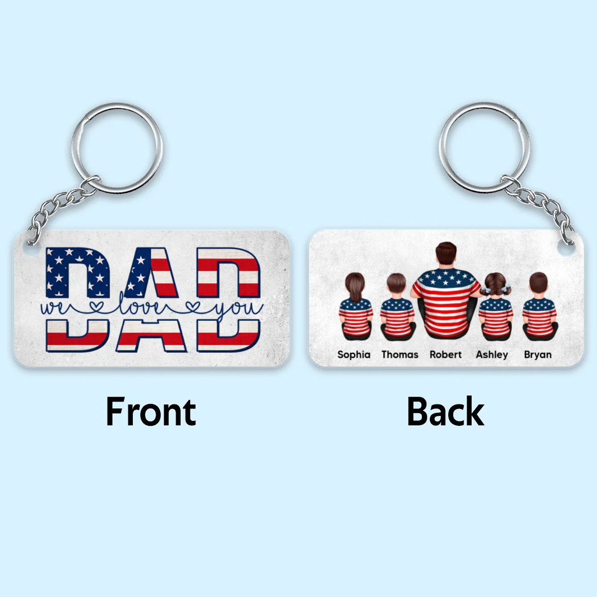 Best Dad Ever Nation Flag Pattern Back View Man & Kids Personalized Acrylic Keychain - Image 4