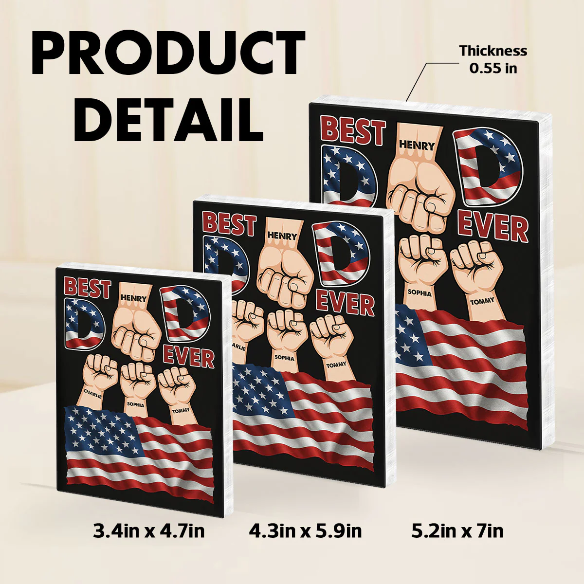 Best Dad Ever Nation Flag Personalized Acrylic Block Plaque, Gift for Dad - Image 10