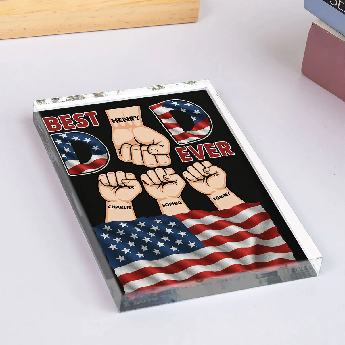 Best Dad Ever Nation Flag Personalized Acrylic Block Plaque, Gift for Dad - Image 8