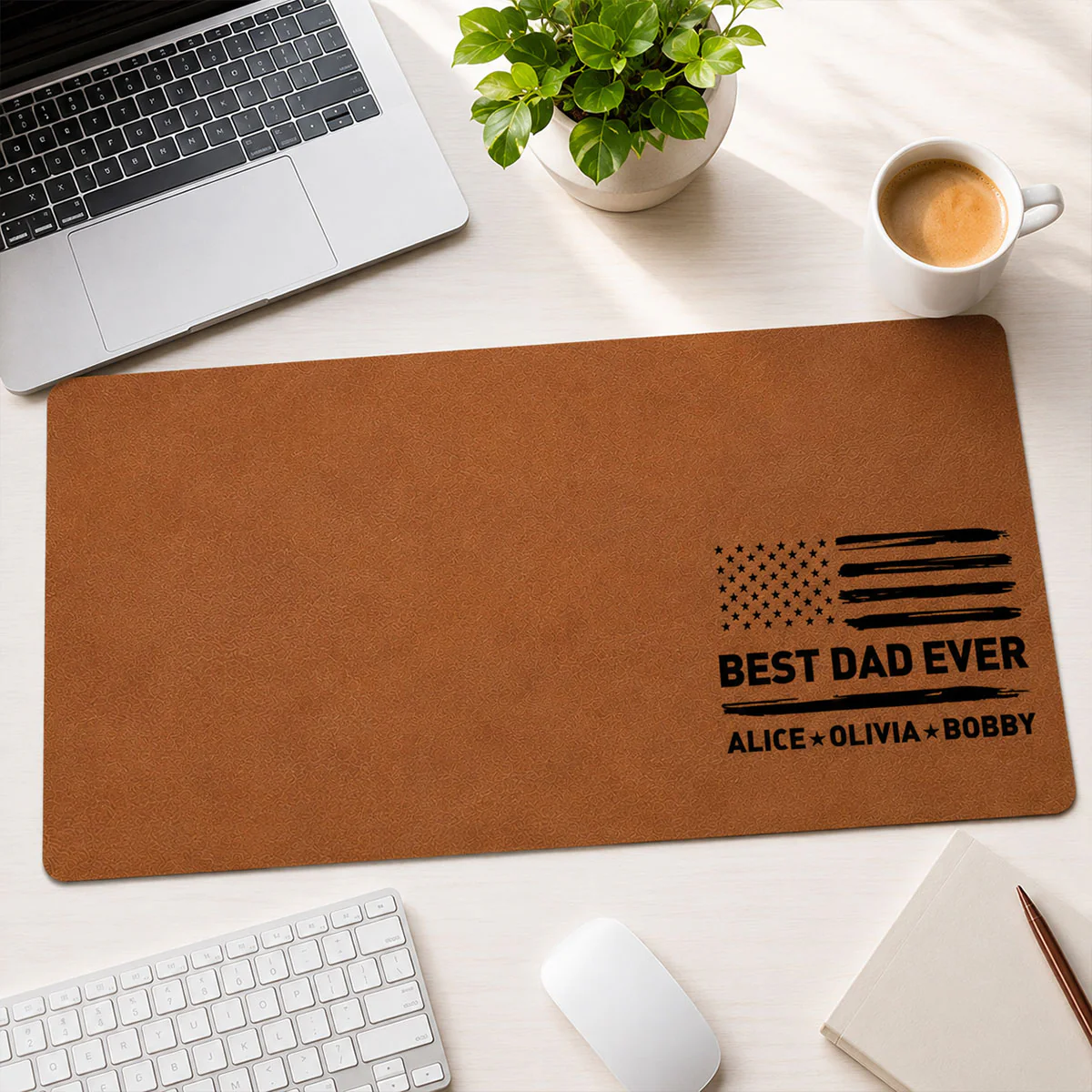 Best Dad Ever Nation Flag - Personalized Desk Mat - Father's Day Gift For Dad, Husband - Image 6