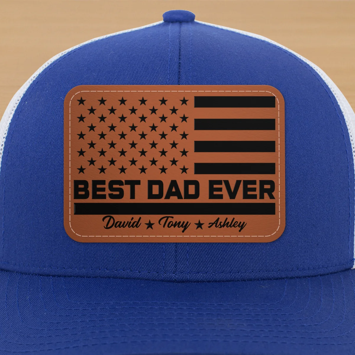 Best Dad Ever Nation Flag Personalized Leather Patch Hat, Gift For Dad - Image 16