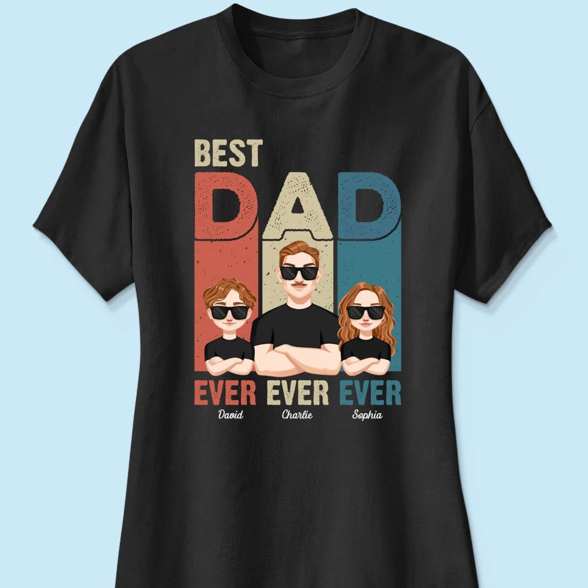 Best Dad Ever Retro Frame Letters Personalized Shirt - Image 10