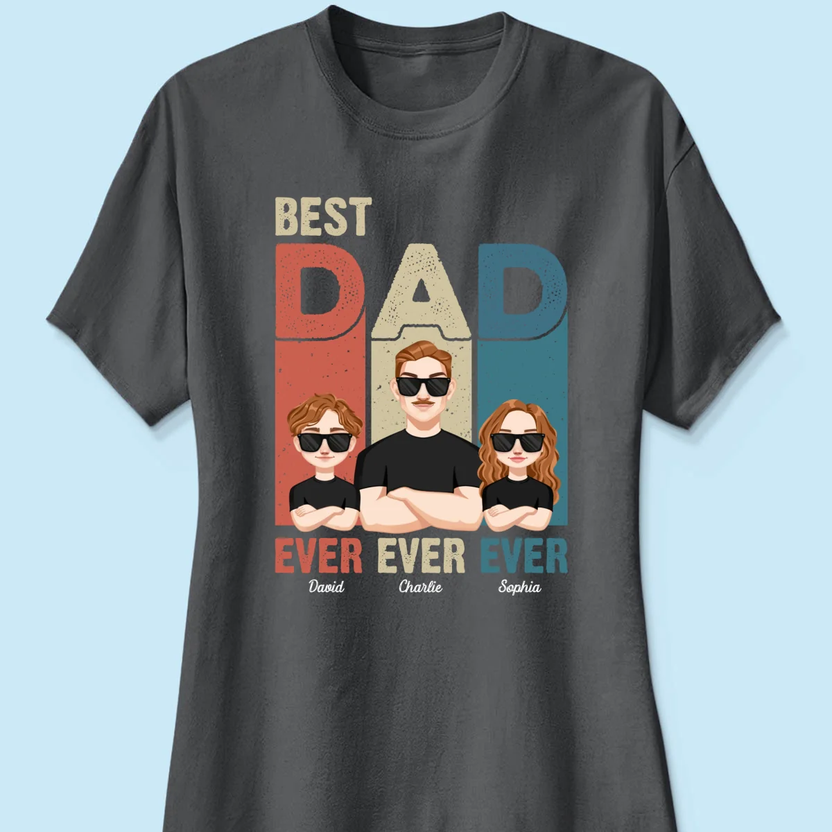Best Dad Ever Retro Frame Letters Personalized Shirt - Image 12