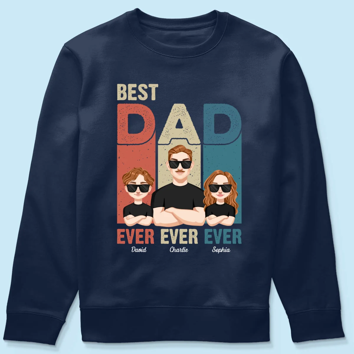 Best Dad Ever Retro Frame Letters Personalized Shirt - Image 17