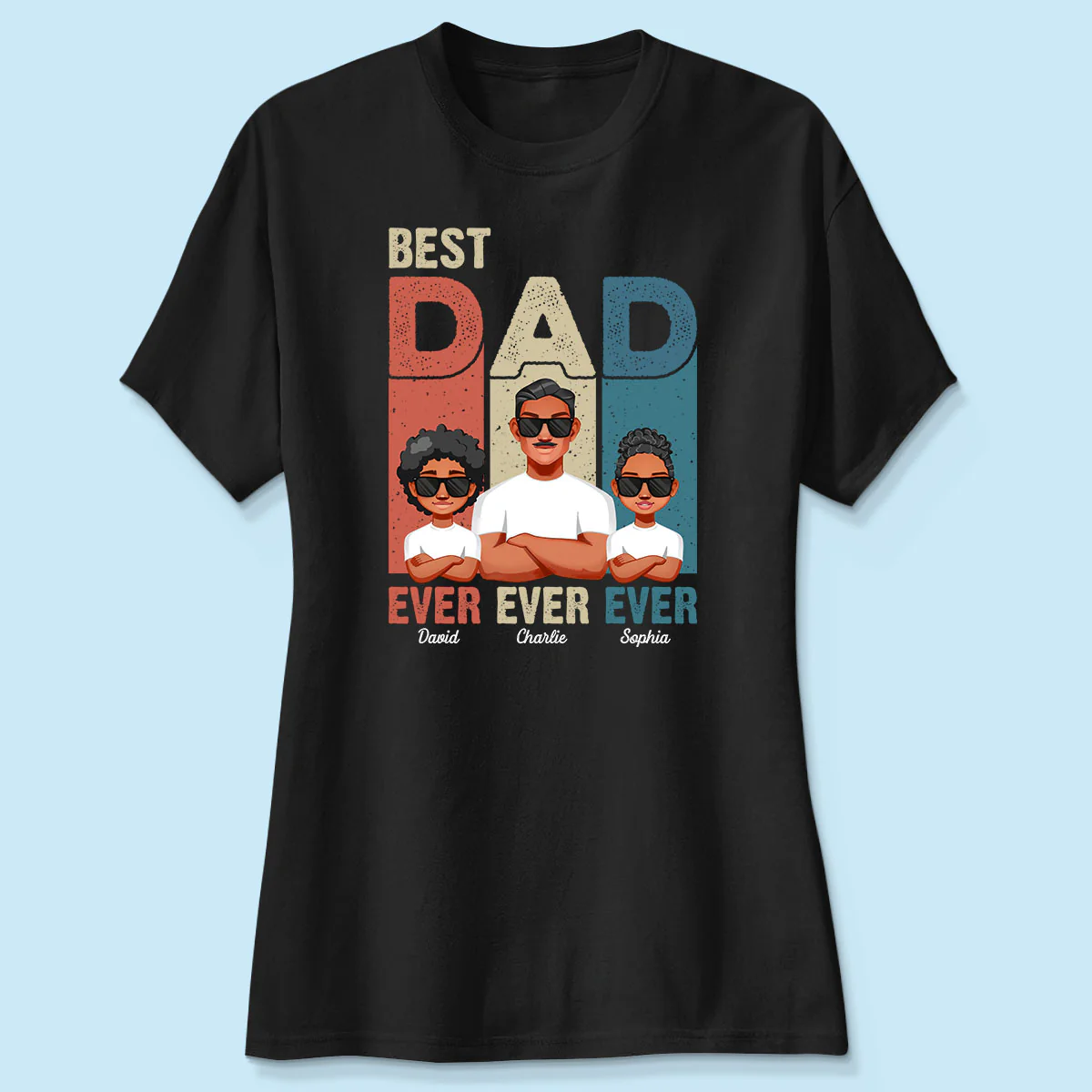 Best Dad Ever Retro Frame Letters Personalized Shirt - Image 4
