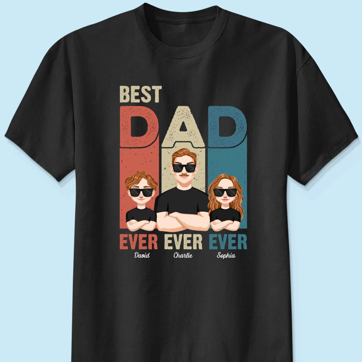 Best Dad Ever Retro Frame Letters Personalized Shirt - Image 7