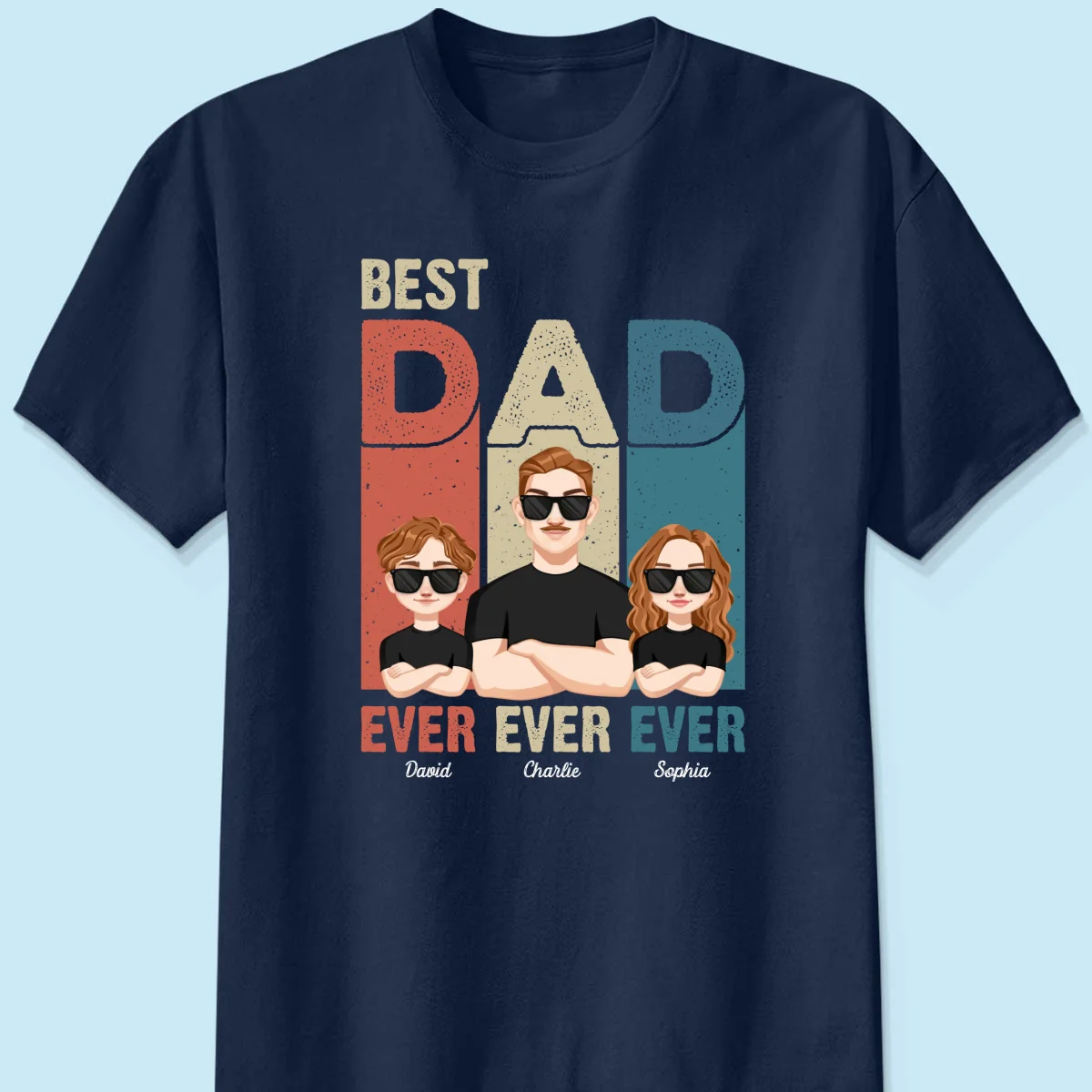 Best Dad Ever Retro Frame Letters Personalized Shirt - Image 8