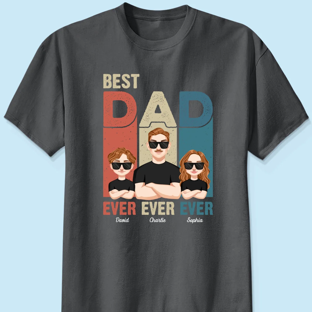 Best Dad Ever Retro Frame Letters Personalized Shirt - Image 9