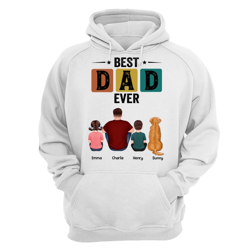 Best Dad Ever Simple Back View Man Kids Dog Cat Personalized Shirt - Image 13