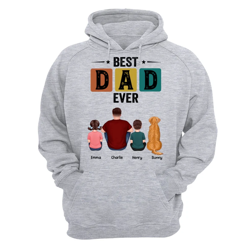 Best Dad Ever Simple Back View Man Kids Dog Cat Personalized Shirt - Image 14