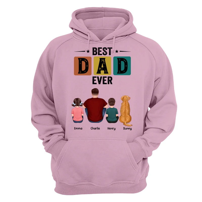 Best Dad Ever Simple Back View Man Kids Dog Cat Personalized Shirt - Image 15