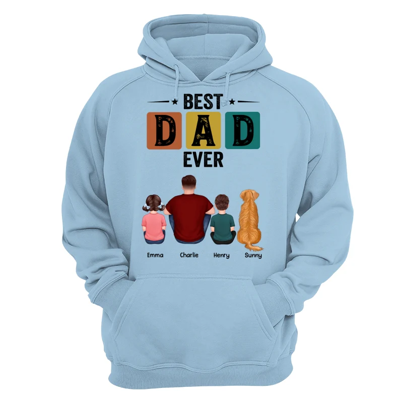 Best Dad Ever Simple Back View Man Kids Dog Cat Personalized Shirt - Image 16