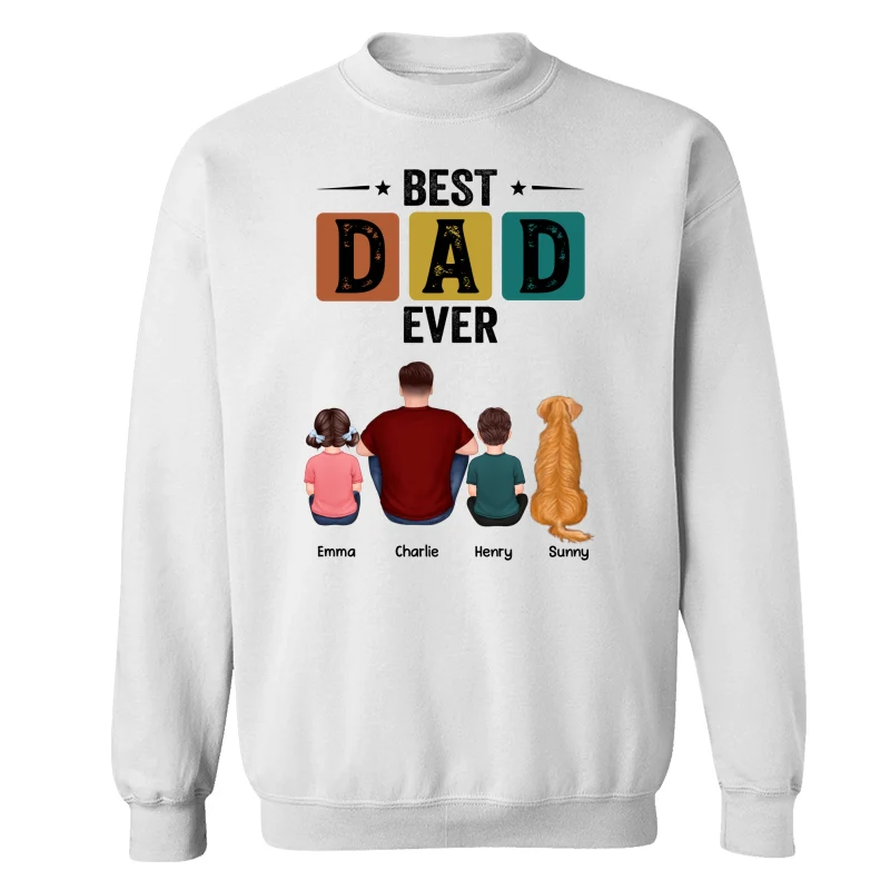 Best Dad Ever Simple Back View Man Kids Dog Cat Personalized Shirt - Image 17