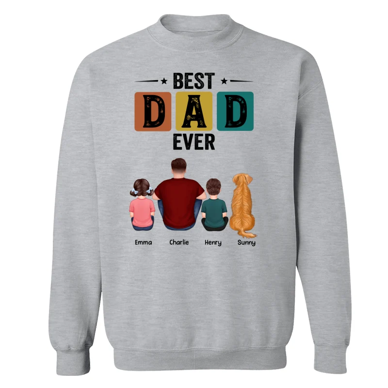 Best Dad Ever Simple Back View Man Kids Dog Cat Personalized Shirt - Image 18