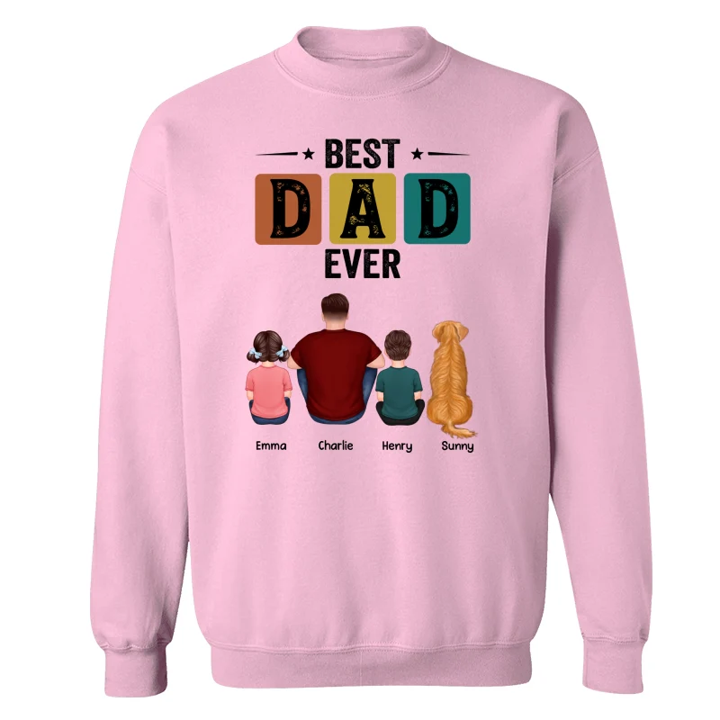 Best Dad Ever Simple Back View Man Kids Dog Cat Personalized Shirt - Image 19