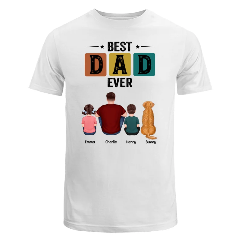 Best Dad Ever Simple Back View Man Kids Dog Cat Personalized Shirt - Image 5