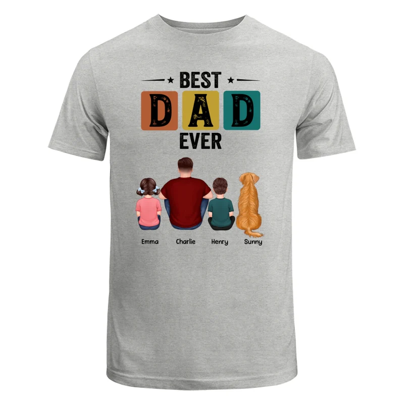 Best Dad Ever Simple Back View Man Kids Dog Cat Personalized Shirt - Image 6