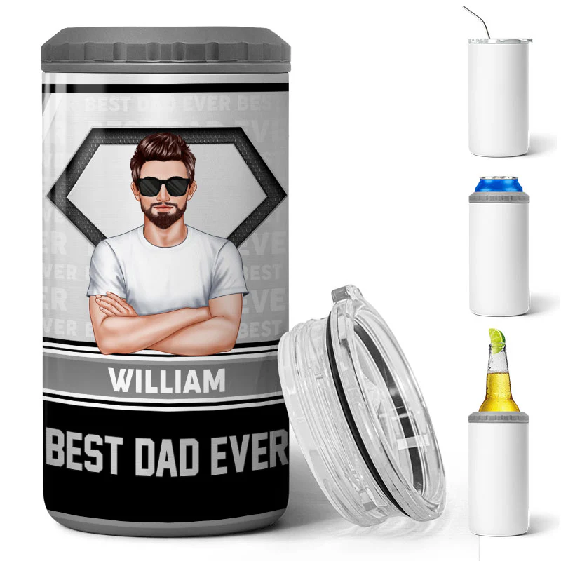 Best Dad Ever Tumbler Personalized 4 In 1 Can Cooler Christmas Gift For Dad - Image 2