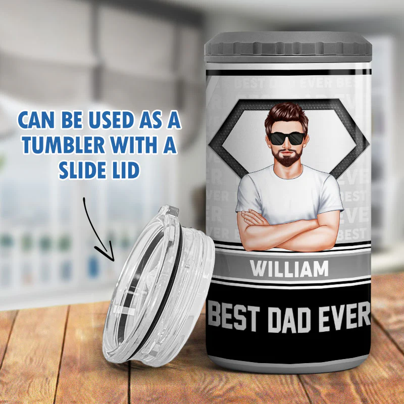 Best Dad Ever Tumbler Personalized 4 In 1 Can Cooler Christmas Gift For Dad - Image 9