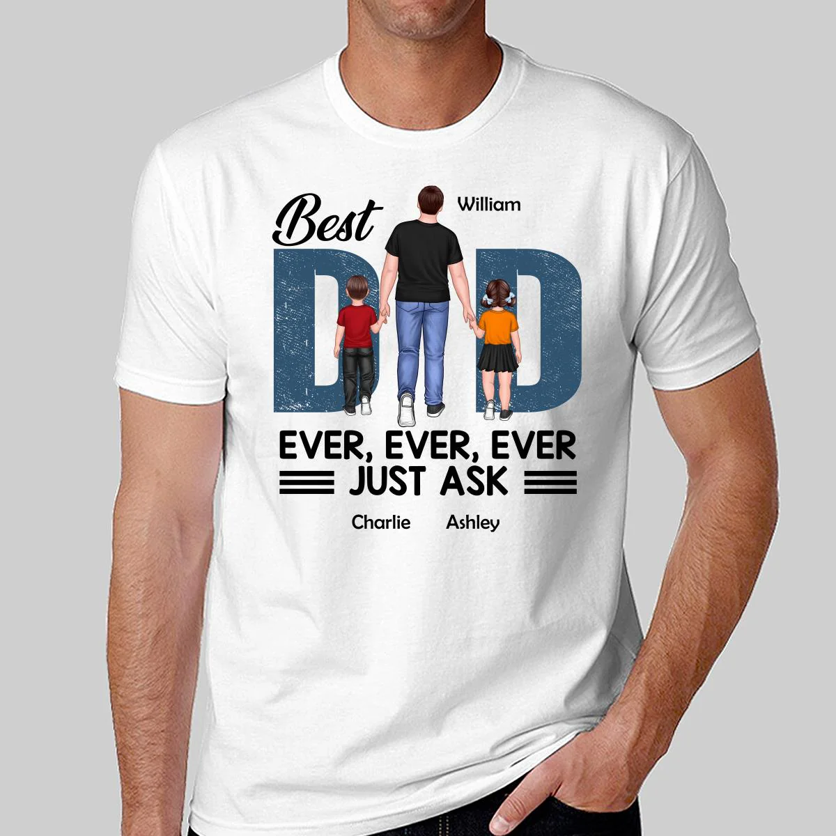 Best Dad Ever Walking Dad And Kids Personalized Shirt - Image 2