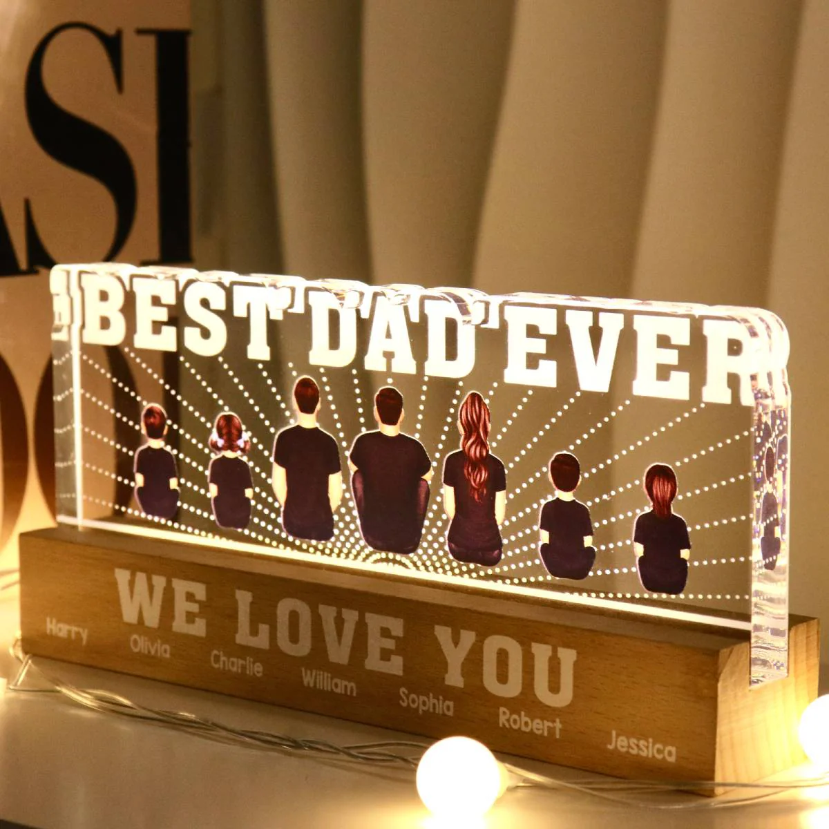 Best Dad Ever We Love You Personalized Acrylic LED Night Light, Father's Day Gift For Dad, Husband - Image 3