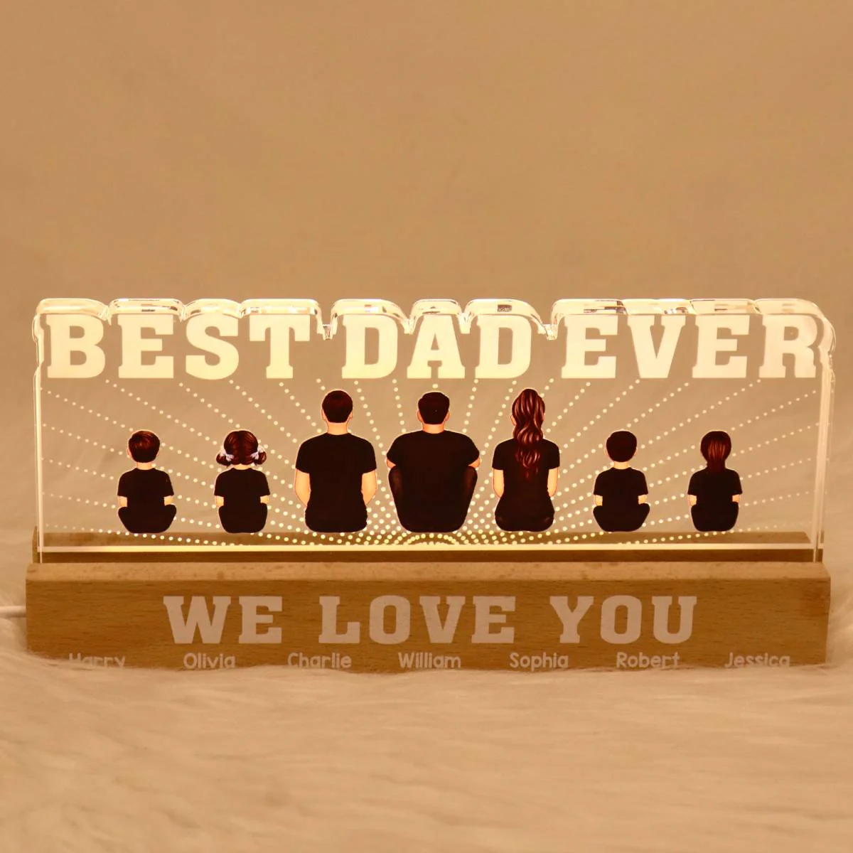 Best Dad Ever We Love You Personalized Acrylic LED Night Light, Father's Day Gift For Dad, Husband - Image 5