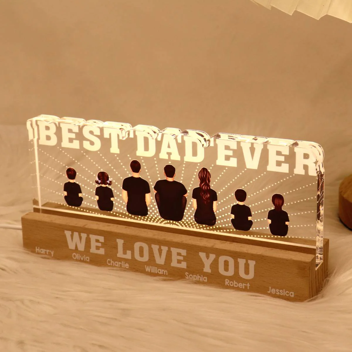 Best Dad Ever We Love You Personalized Acrylic LED Night Light, Father's Day Gift For Dad, Husband - Image 6