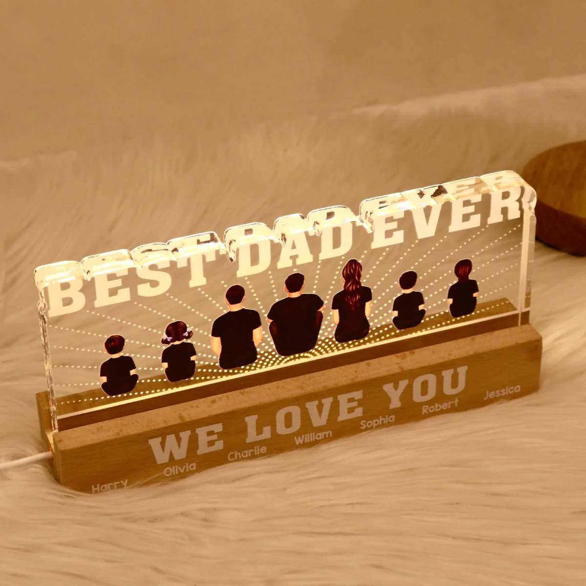 Best Dad Ever We Love You Personalized Acrylic LED Night Light, Father's Day Gift For Dad, Husband - Image 7
